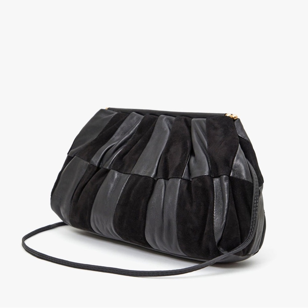 Clare V. Belle Los Angeles Clutch and Wristlet in Suede/Nappa Patchwork. - Picture 2 of 5